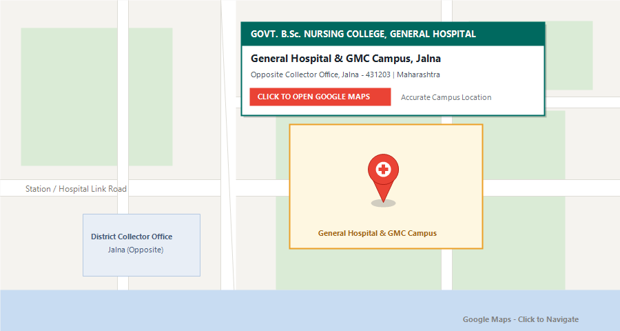 Map Location of Government B.Sc. Nursing College, General Hospital Jalna